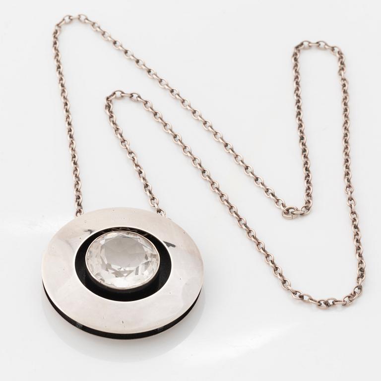 Collier silver med stor bergkristall, Niels Erik From.