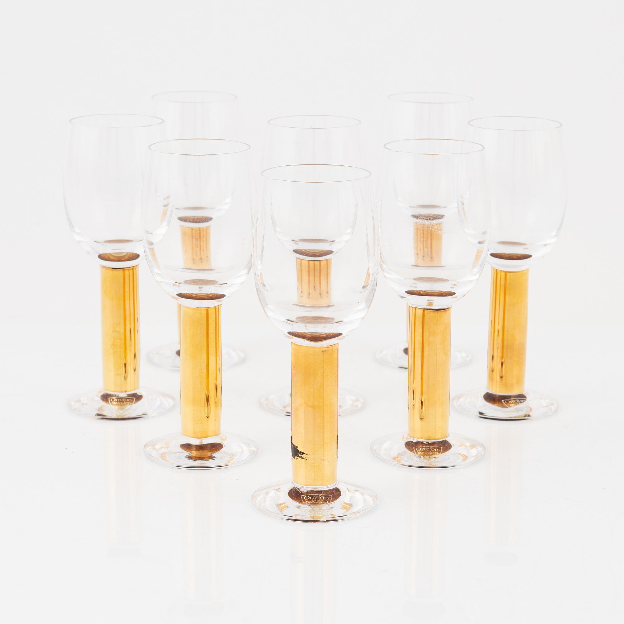 Gunnar Cyrén,  eight 'Nobel' madeira glasses, Orrefors.
