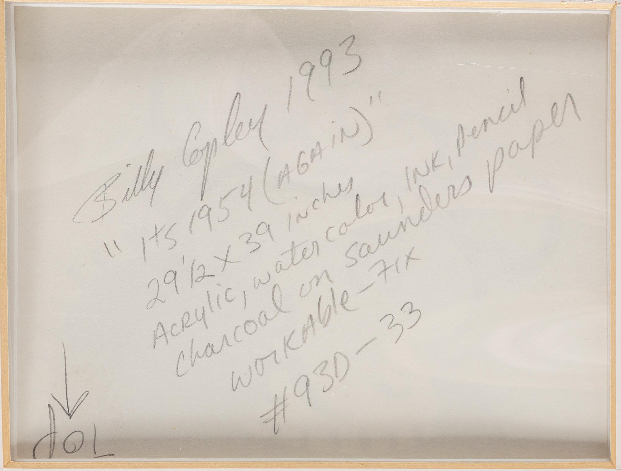 BILLY COPLEY,  mixed media on paper, signed on verso.