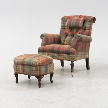 Fåtölj med fotpall, sent 1900-tal.