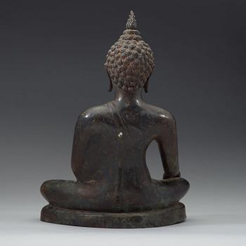 A seated bronze Buddha, Thailand, presumably Lanna, 15th/16th Century.