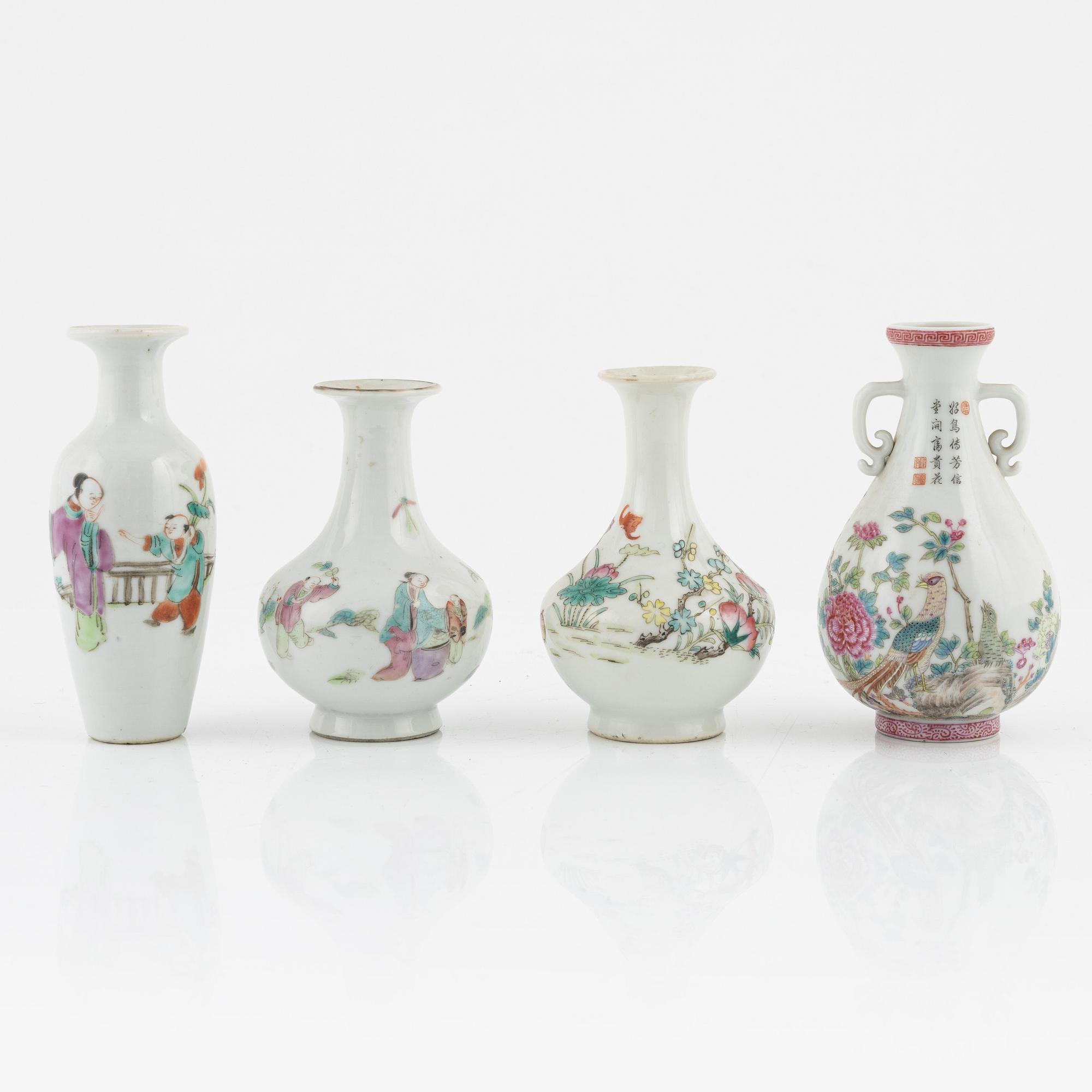 A set of eight Chinese vases, late Qing dynasty/20th Century.