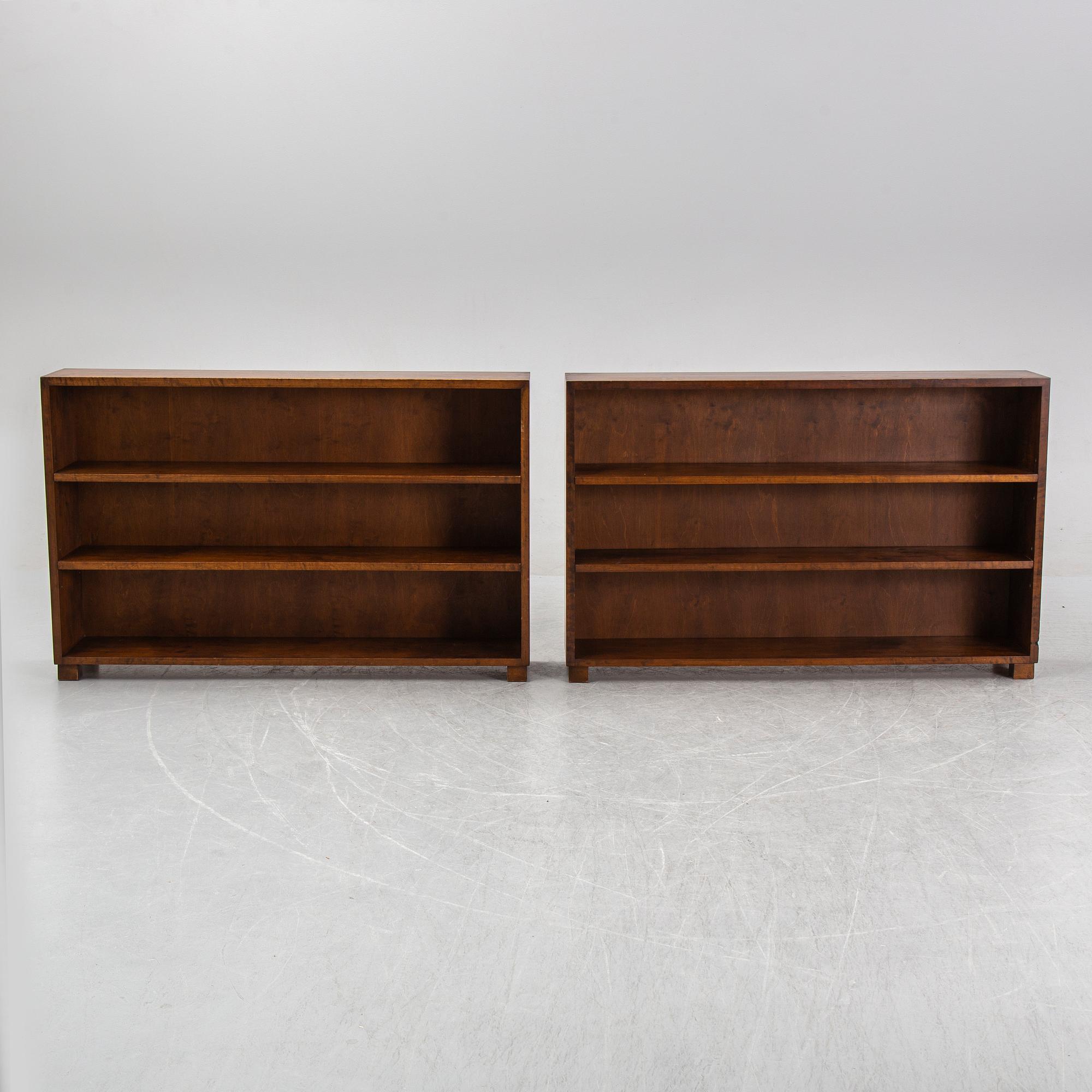 A pair of stained birch book cases, Sweden, 1930s.