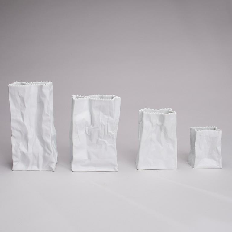 VASER, 4 st, porslin, "Do Not Litter", Tapio Wirkkala, Studio-Linie, Rosenthal.