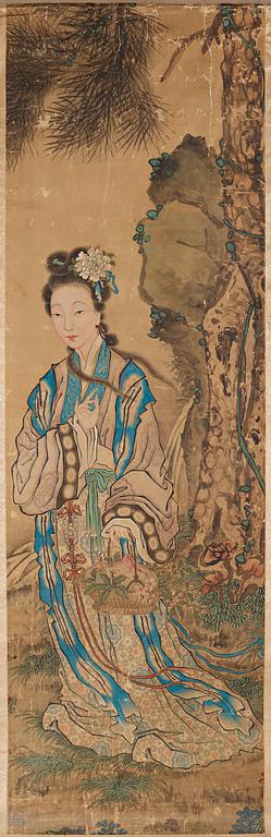 A hanging scroll, ink and color on paper, Qing dynasty.