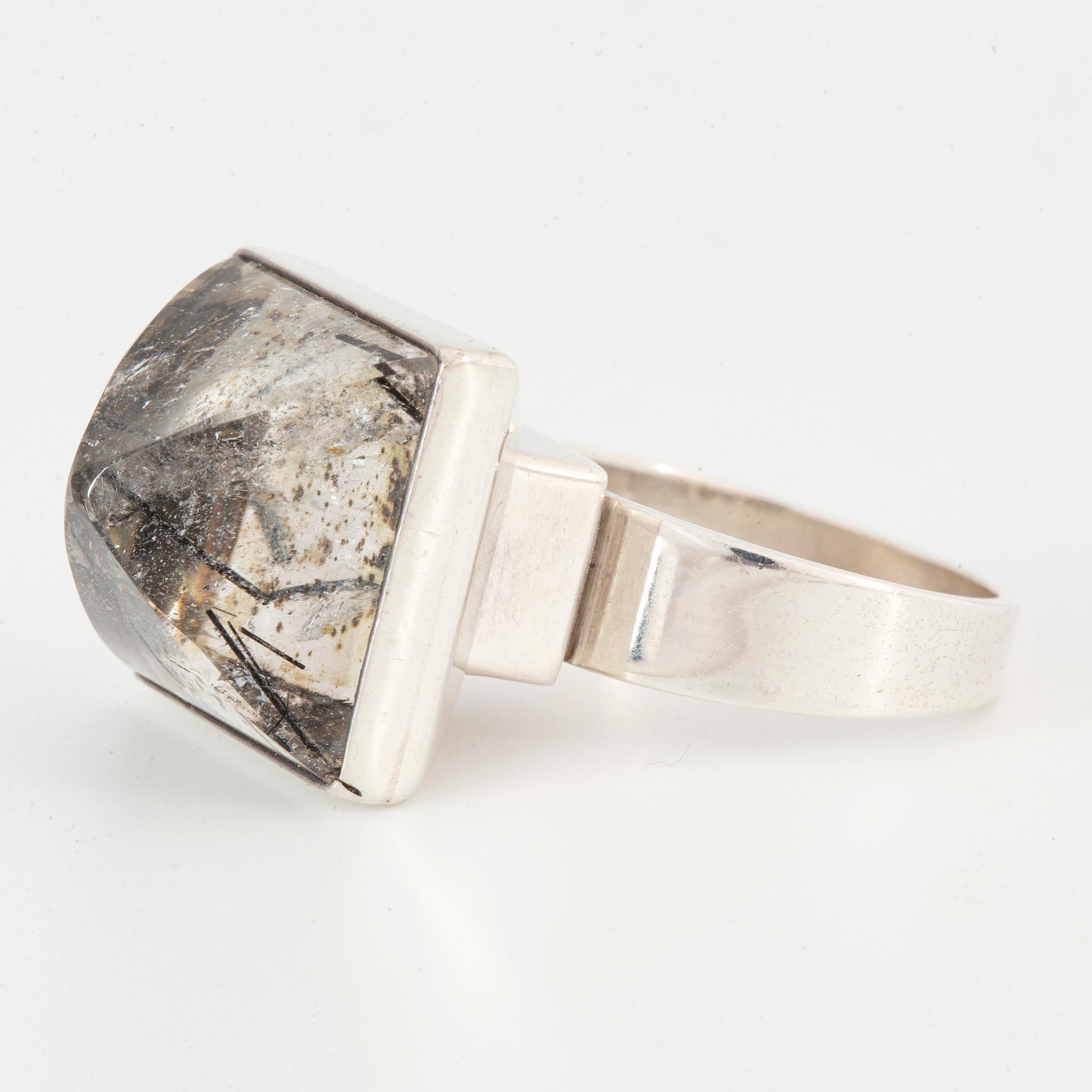 Alton silver and rock crystal with tourmaline ring.
