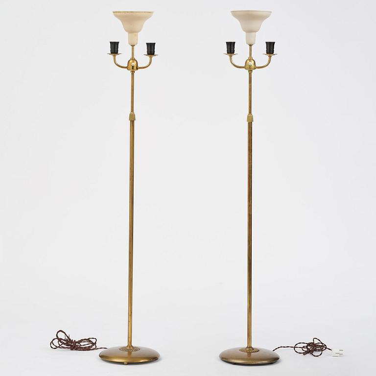 Bertil Brisborg, a pair of floor lamps model 31376, Nordiska Kompaniet, Sweden, 1940s.