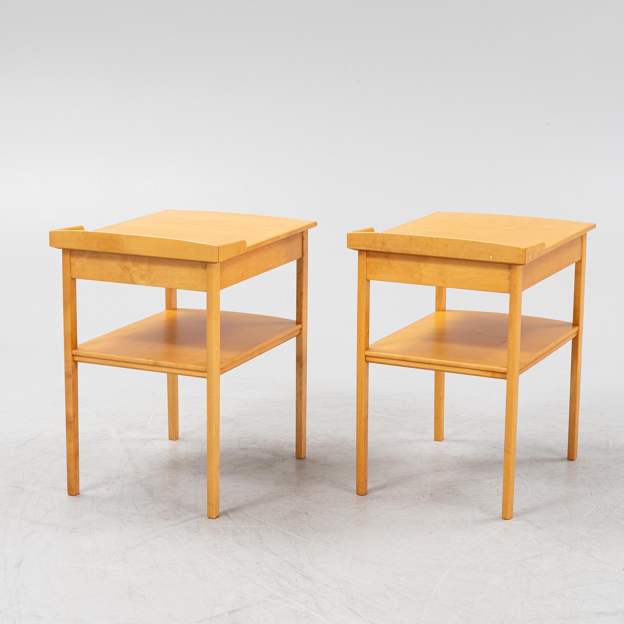 Carl Malmsten, a pair of birch bedside tables, model 'Birgitta'.