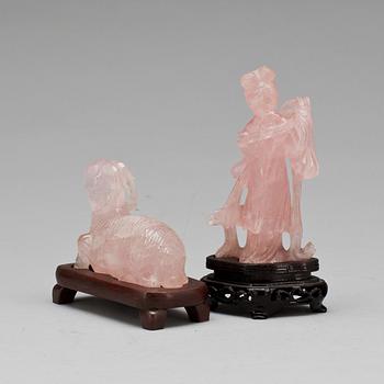 FIGURIN, 2 st. Rosenkvarts. Kina.