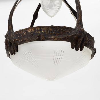An Art Nouveau ceiling light, Arvid Böhlmarks lampfabrik, Stockholm, early 20th Century.