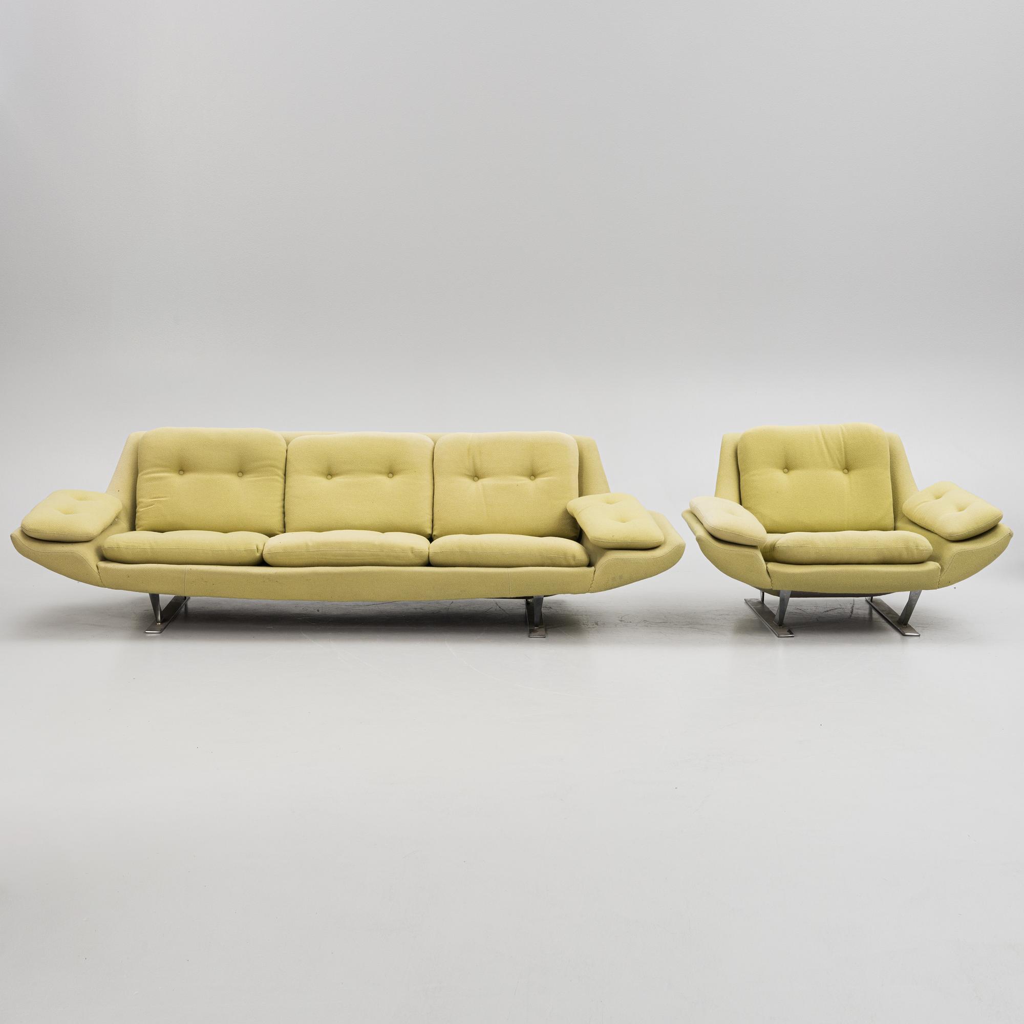 Hans-Erik "Hej" Johansson, soffa och fåtölj, "Zenith", Fembo Möbler AB, 1970-tal.