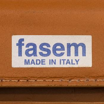 A set of four leather and metall chairs from Fasem, Italy, likely Giancarlo Vegni.