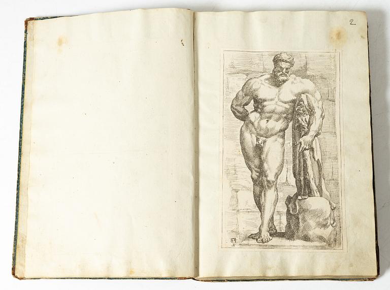 98 etsningar av romerska statyer.