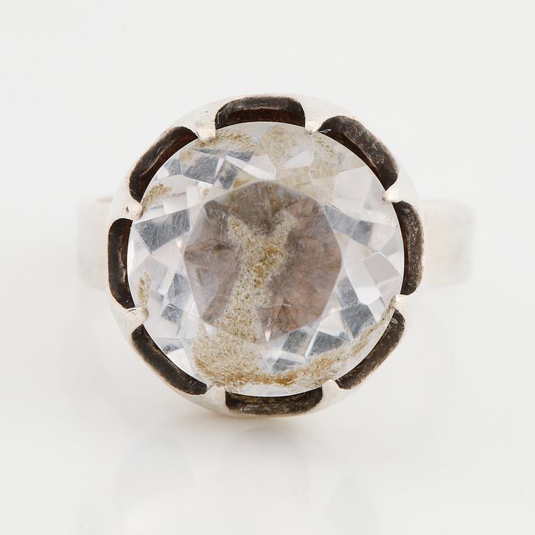 Silver and rock crystal ring, Bengt Hallberg.