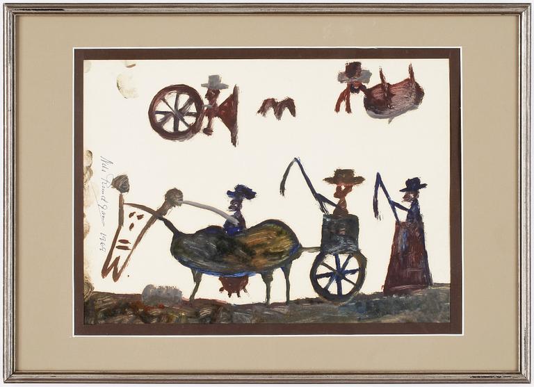 NILS "BJÖRNJÄGARN" RUNDGREN, 2 st, blandteknik, signerade och daterade 1969.