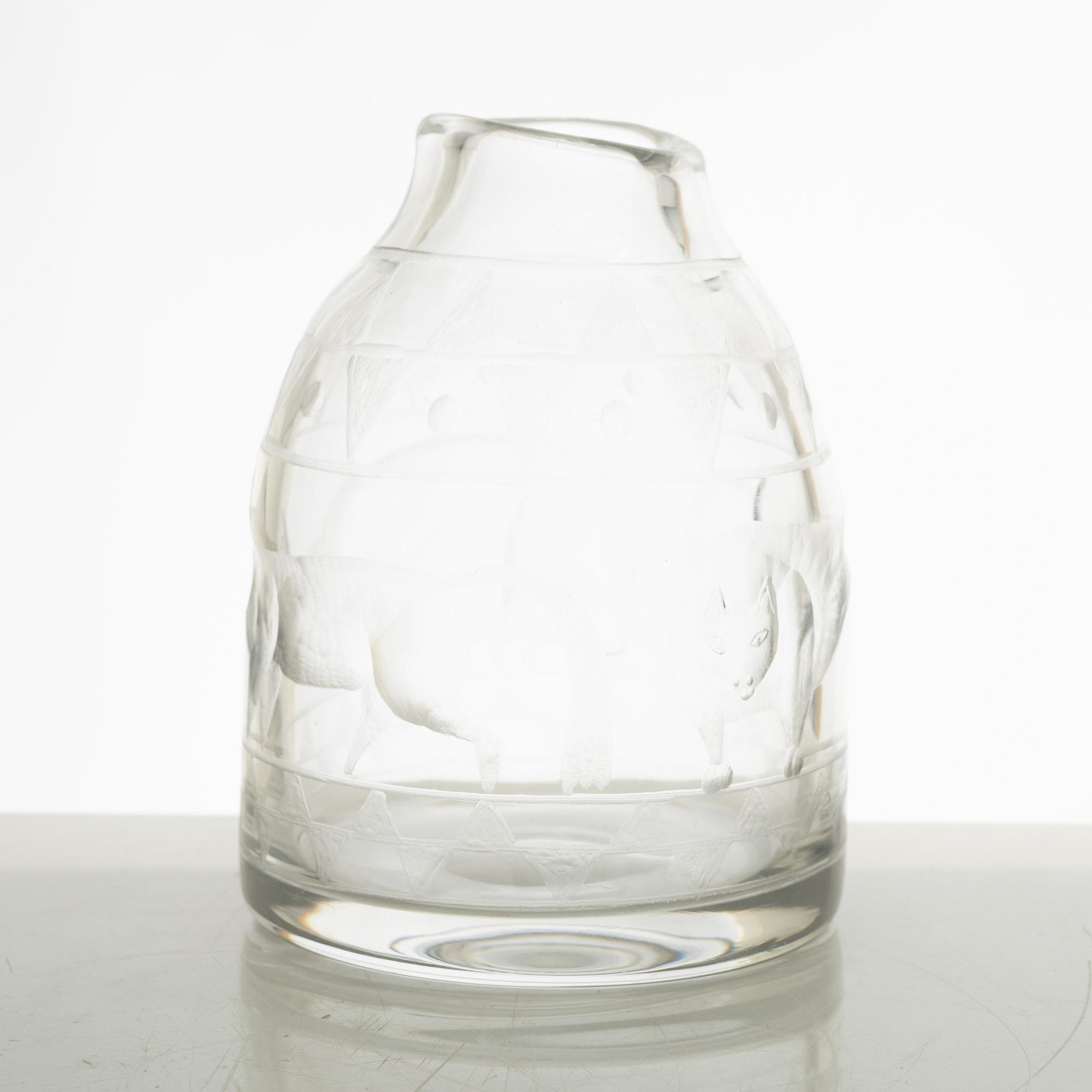 Erik Höglund, a glass vase, Boda Glasbruk Sweden 1950s.