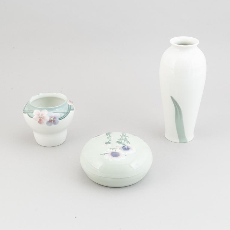 Rörstrand, Three porcelain Art Nouveau pieces, Sweden early 20th Century.