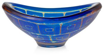 728. A Sven Palmqvist Ravenna glass bowl, Orrefors, 1960.