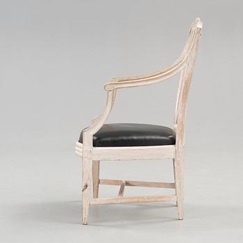 A Gustavian armchair by J E Höglander, master 1777.