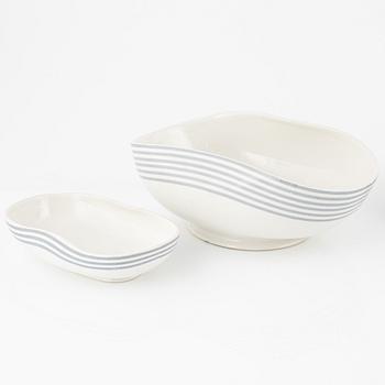 Wilhelm Kåge, servis, 85 delar, flintgods, "grå ränder", Gustavsberg.