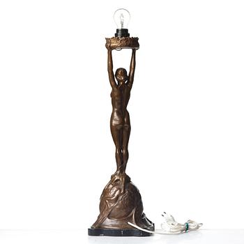 Gerda Sprinchorn, bordslampa, "Solen", Herman Bergmans Gjuteri, Stockholm, jugend.