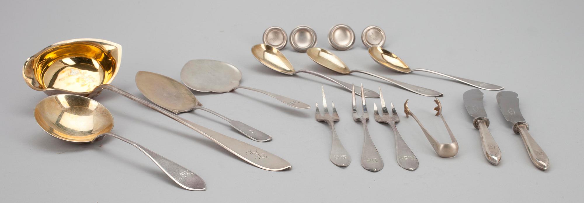 PARTI SILVER, 813 silver. Serveringsbestick 15 delar. Finland 1923-31. Totalvikt 495 g.