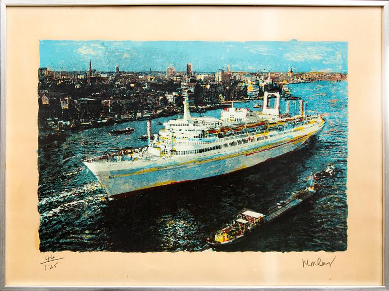 Malcolm Morley, color lithograph, signed and numbered, made in 1972.