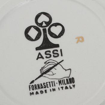 GLASUNDERLÄGG, 7 st, porslin, Fornasetti, Milano, Italien. 1900-talets tredje kvartal.