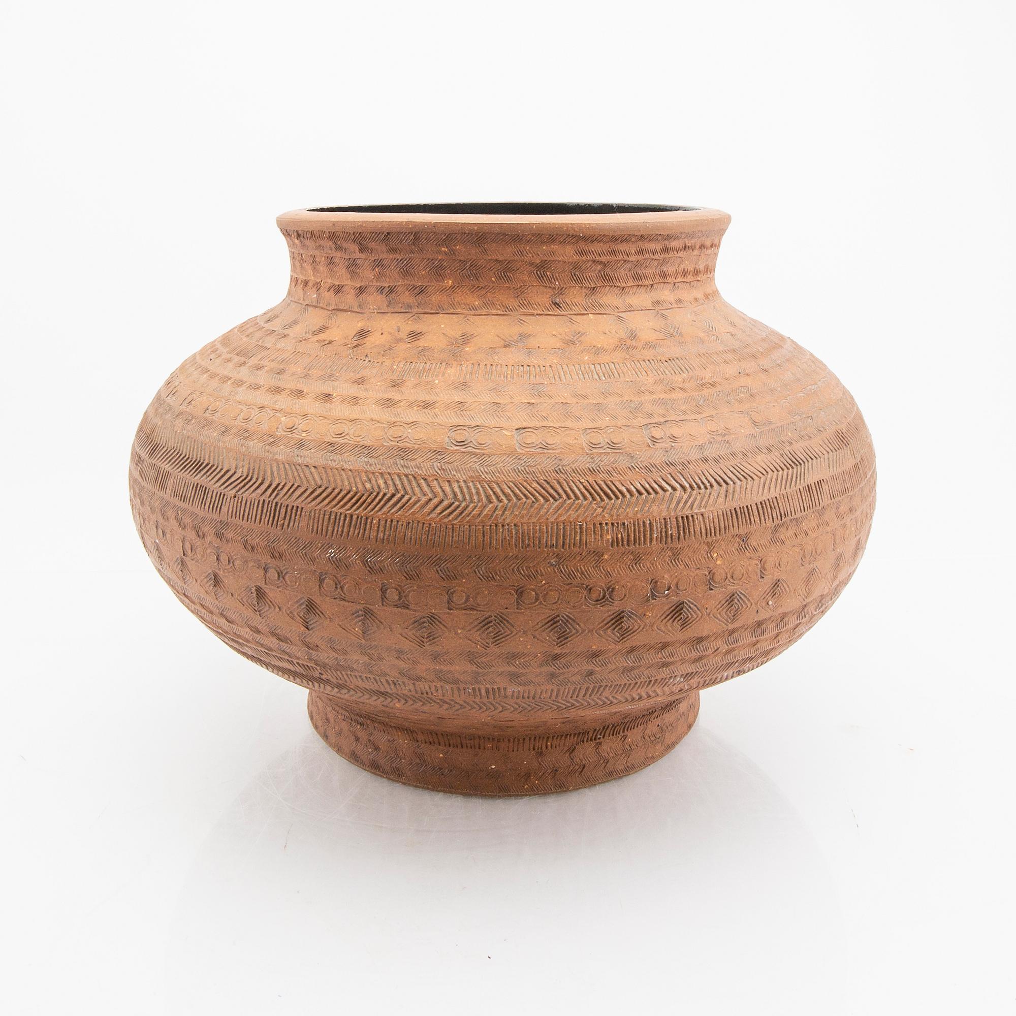 Signe Persson-Melin, urna signerad och daterad 1964 delvis glaserat stengods.