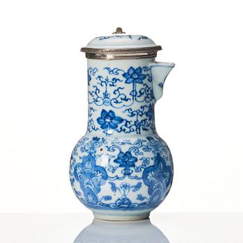 A silver mounted ewer with cover, Qing dynasty, Kangxi (1662-1722).