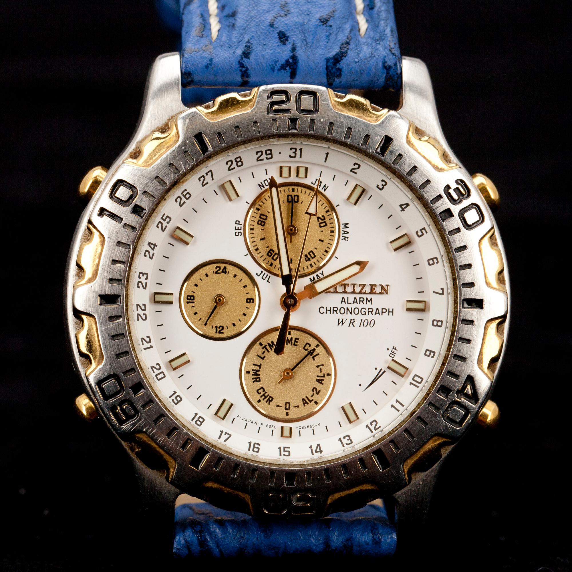 ARMBANDSUR, herr, Citizen Alarm Chronograph WR. 2000-tal.