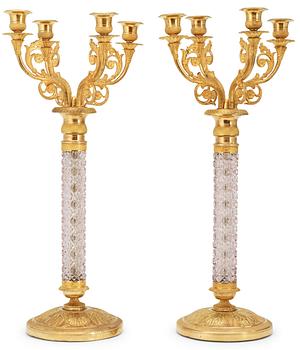 844. A pair of Russian four-light candelabra, Moscow 1830's.
