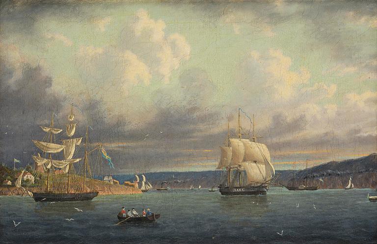 Marcus Larsson, Skepp utanför Norges kust, troligtvis Kristiania (Oslo), möjligtvis korvetten ”Lagerbjelke” och fregatten ”Josephine”.