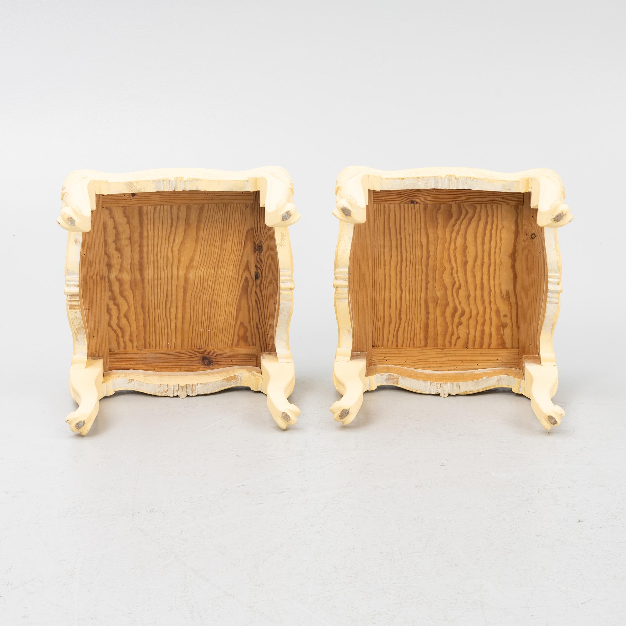 A pair of Rococo style stools, mid-20th Century.