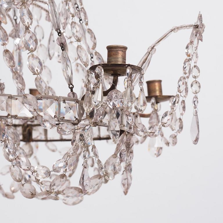 An Austro-Bohemian Louis XVI silvered brass six-branch chandelier, late 18th century.