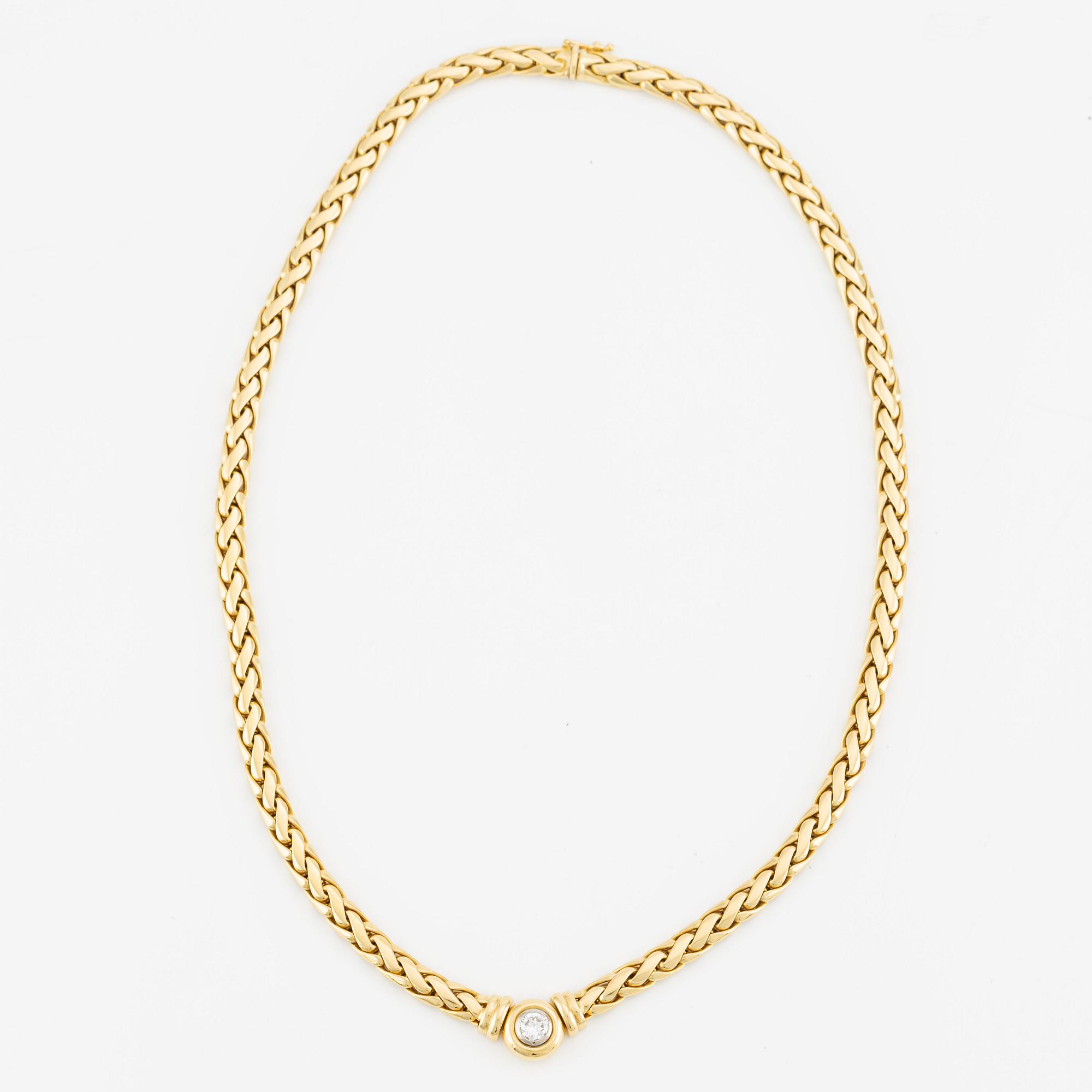 Collier/armband med en rund briljantslipad diamant ca 0.35 ct.