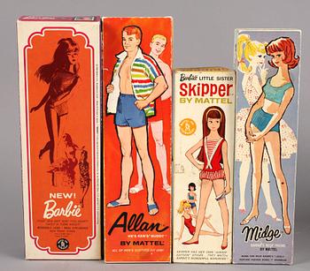 BARBIEDOCKOR, 5 st, Mattel. 1960/70-tal.