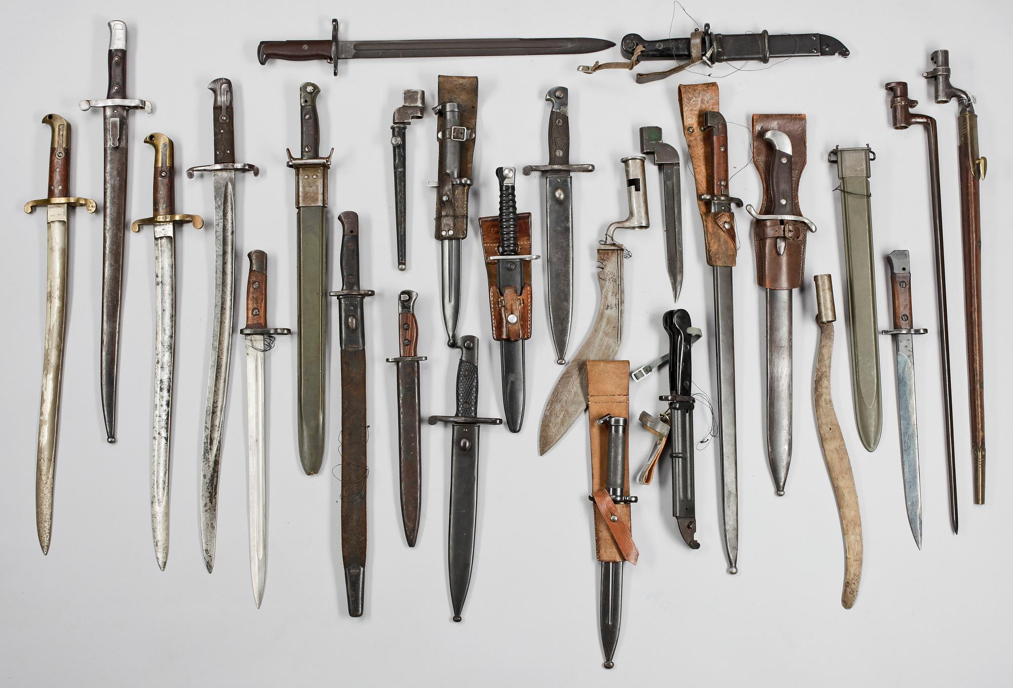 BAJONETTER, 25 st, 1800/1900-tal.