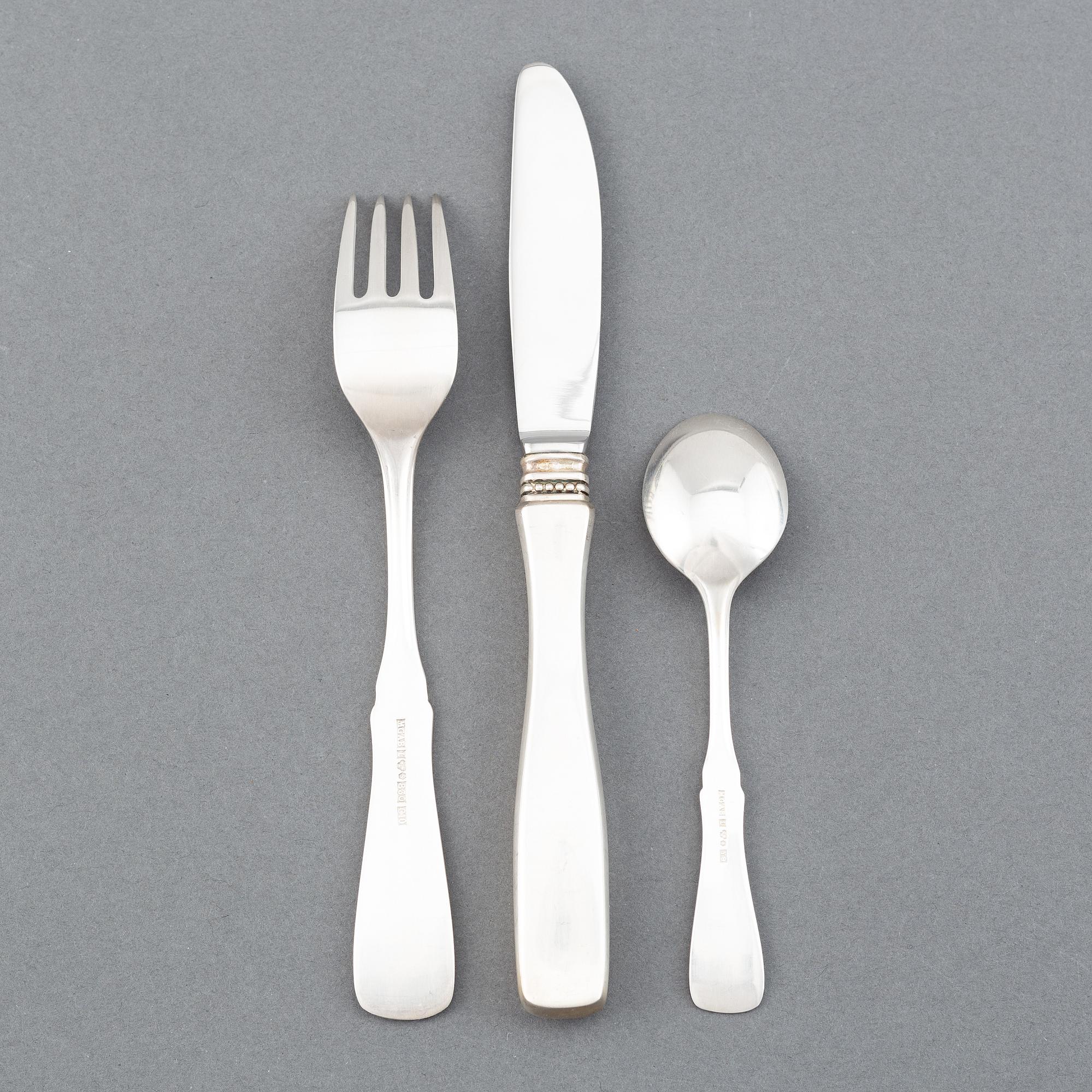 Erik Löfman, bestick, 36 delar, silver, "Uppsala", 1900-talets slut.