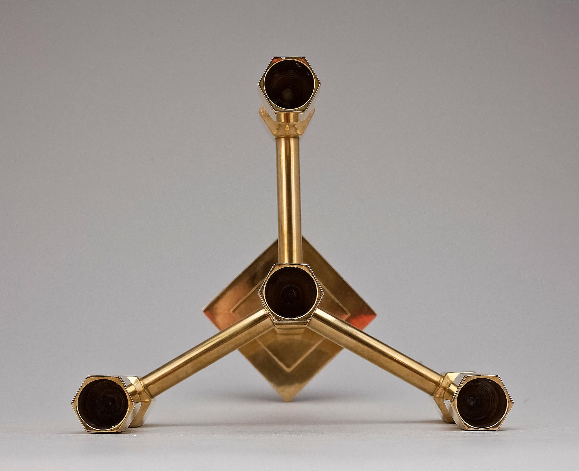 KANDELABRAR, 3 st, mässing, Gusum, 1900-talets senare hälft.