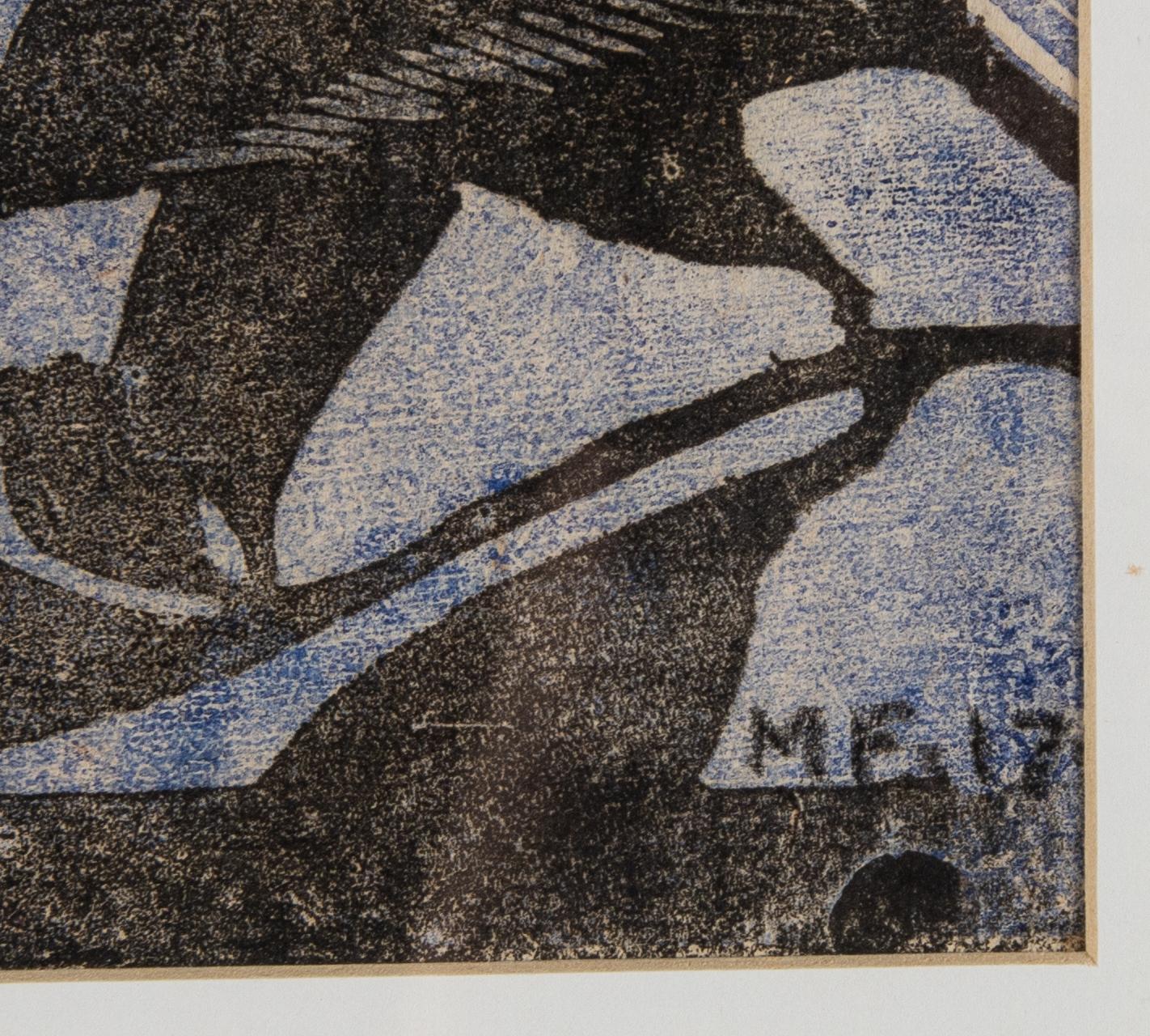 Maja Fjaestad, woodcut print in colors, signed and dated -17.