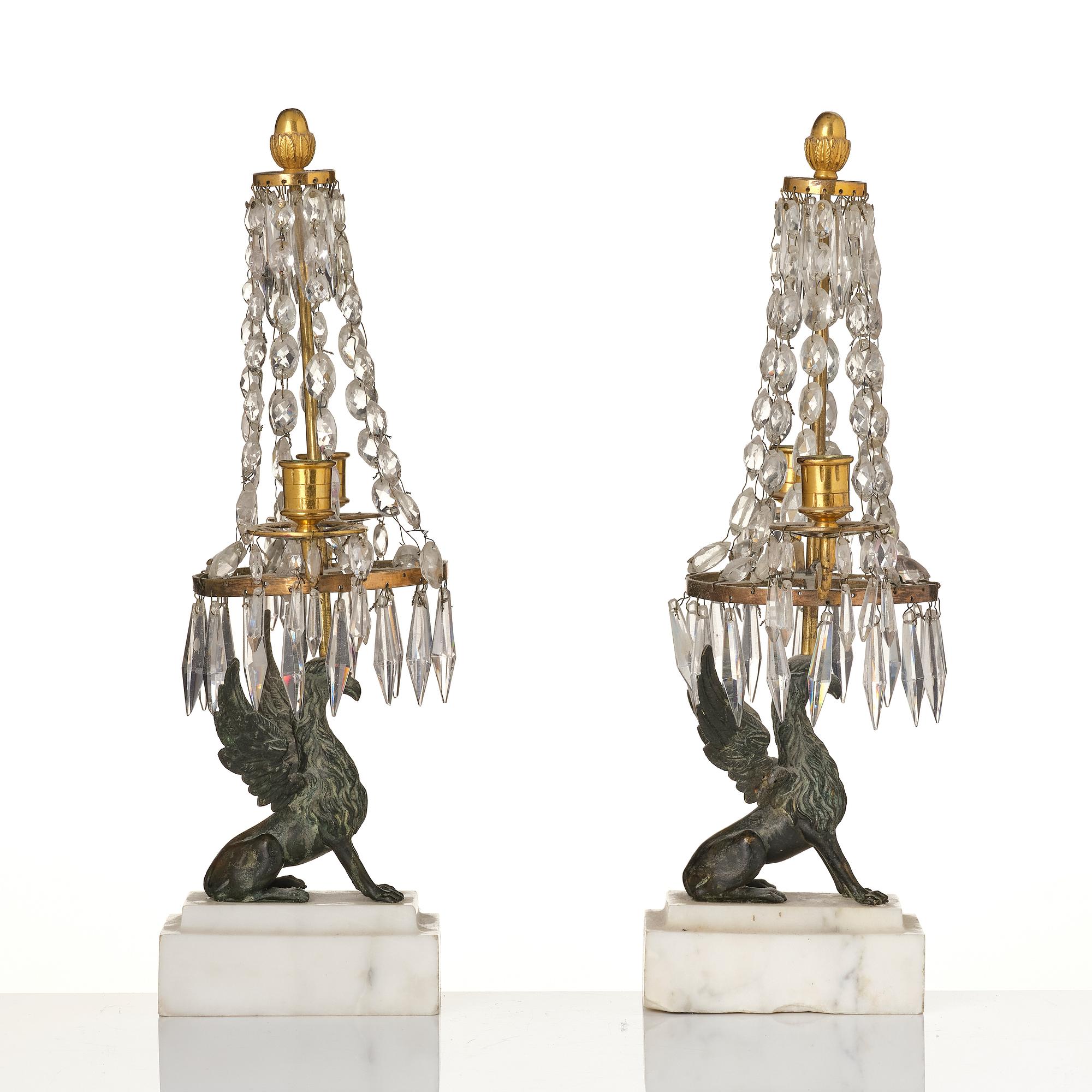A pair of girandoles, 19th century.