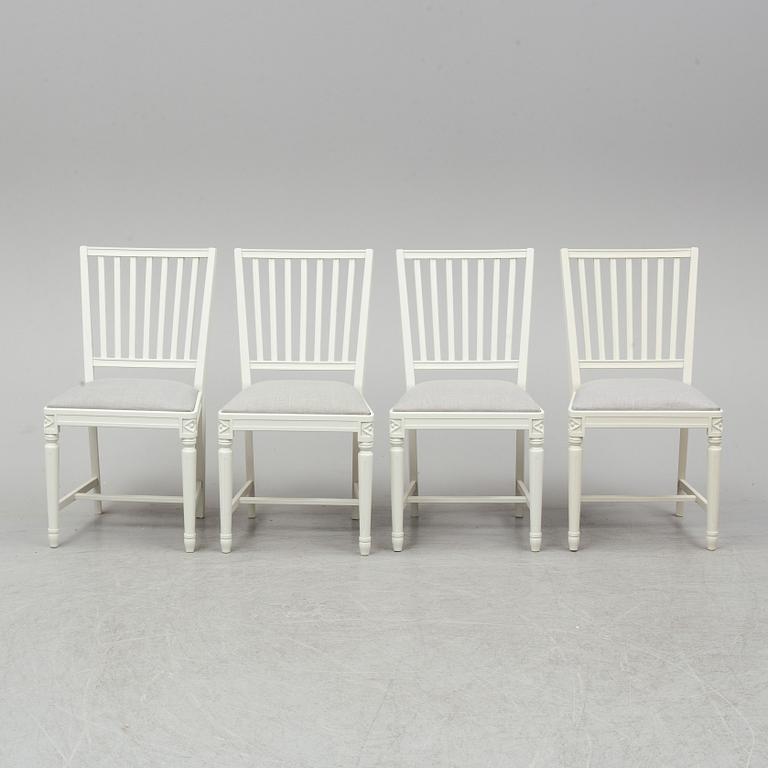 Four gustavian style chairs, late 20th century.