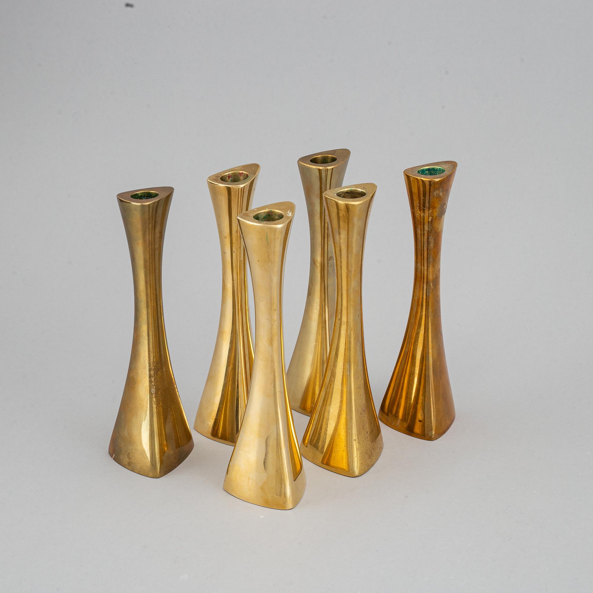 Karl Erik Ytterberg, ljusstakar 6 st, mässing, BCA Eskilstuna, 1960-tal.