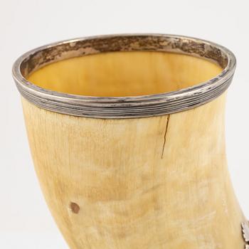 Dryckeshorn, horn och silver, Samuel Petterson & Carl Olof Holm,  Linköping, Norrköping, 1854-63.