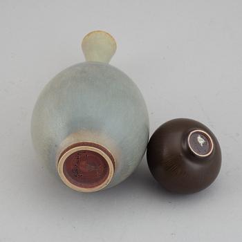 Berndt Friberg, two stoneware vases, Gustavsberg Studio.