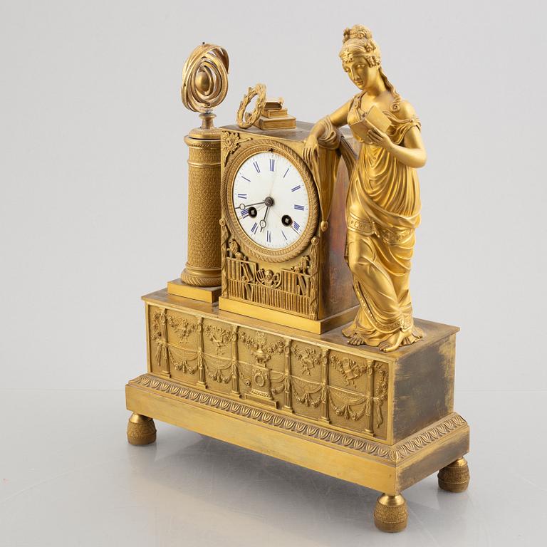 A patinated bronze mantel clock, by L.B.P. Japy & Cis, first half of the 19th century, Empire.