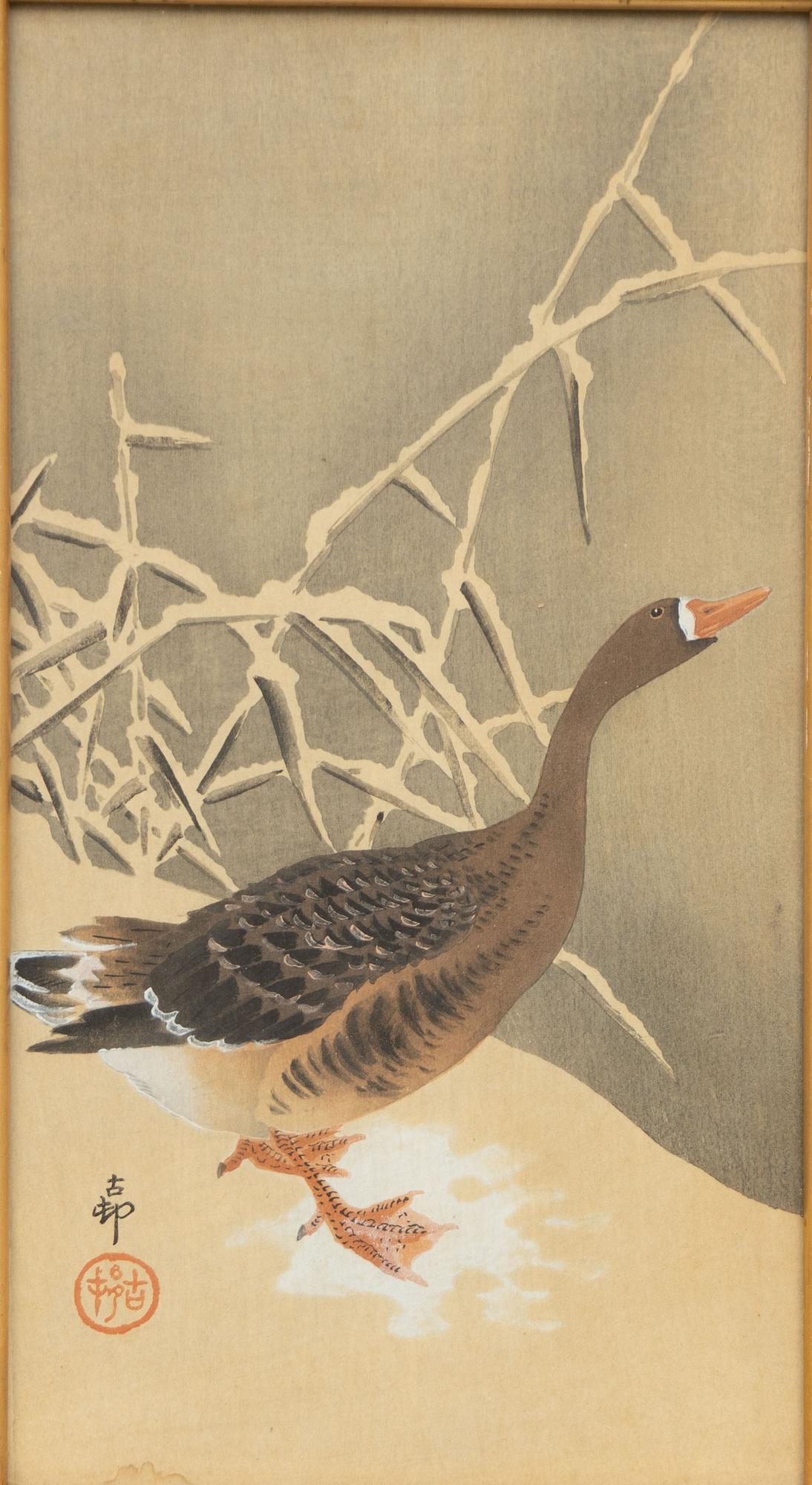Ohara Koson, "Monkey in persimmon tree" och "Wild Goose in snow".