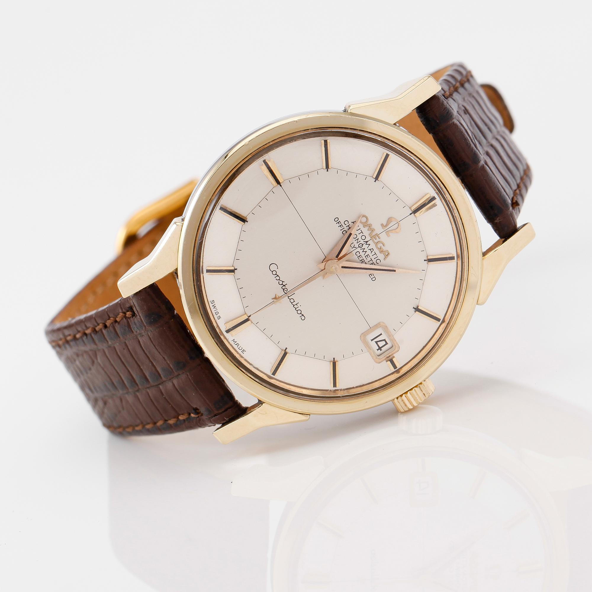 ARMBANDSUR, guld på stål, Omega Automatic Chronometer Officially Certified, Constellation, 1900-talets mitt.