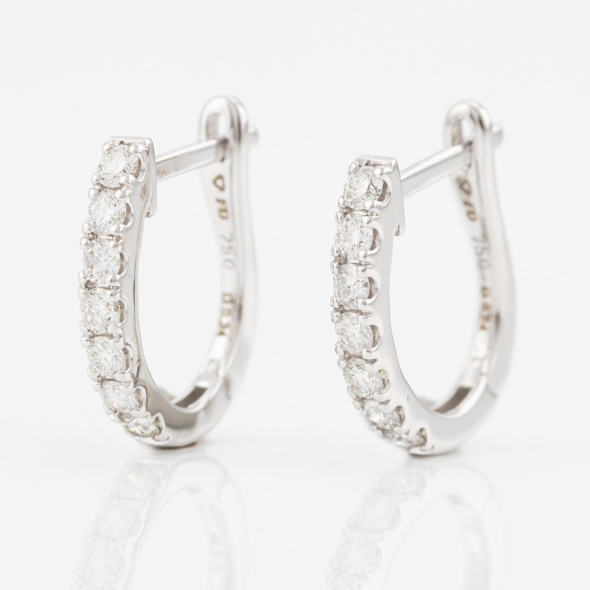 Örhängen kreoler 18K vitguld med briljantslipade diamanter.